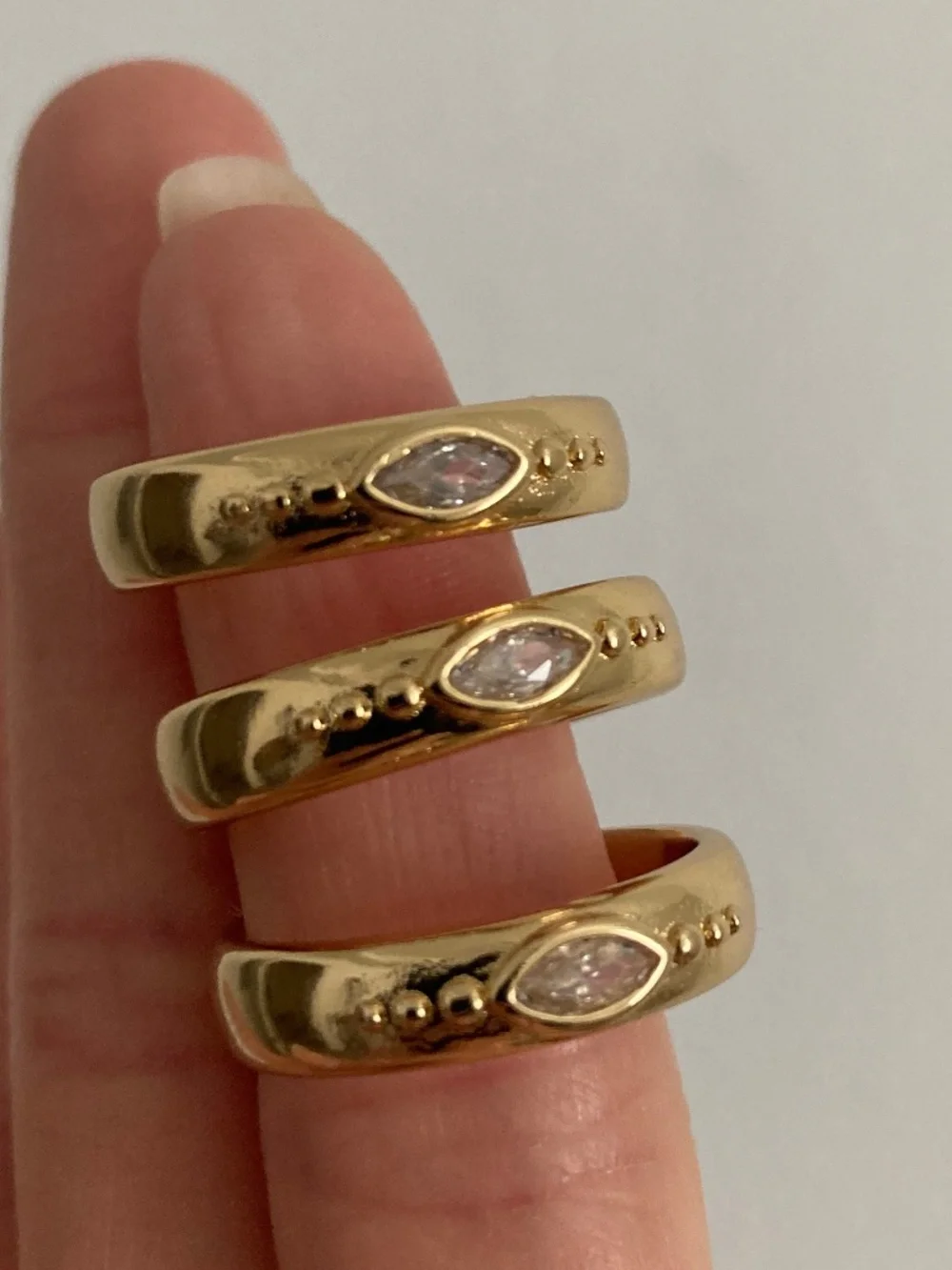 Vanessa Mooney SZ8 Ring SET Gold Stackable layering cocktail Ring Gold New